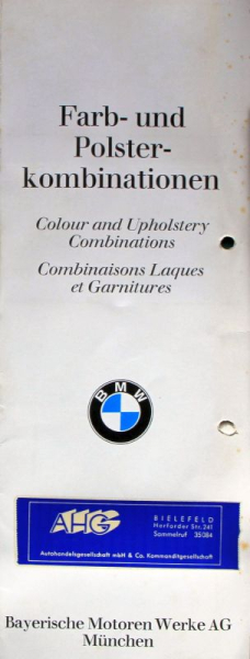 BMW Modelprogram Color and Upholstery 1970 Carbrochure (4508)